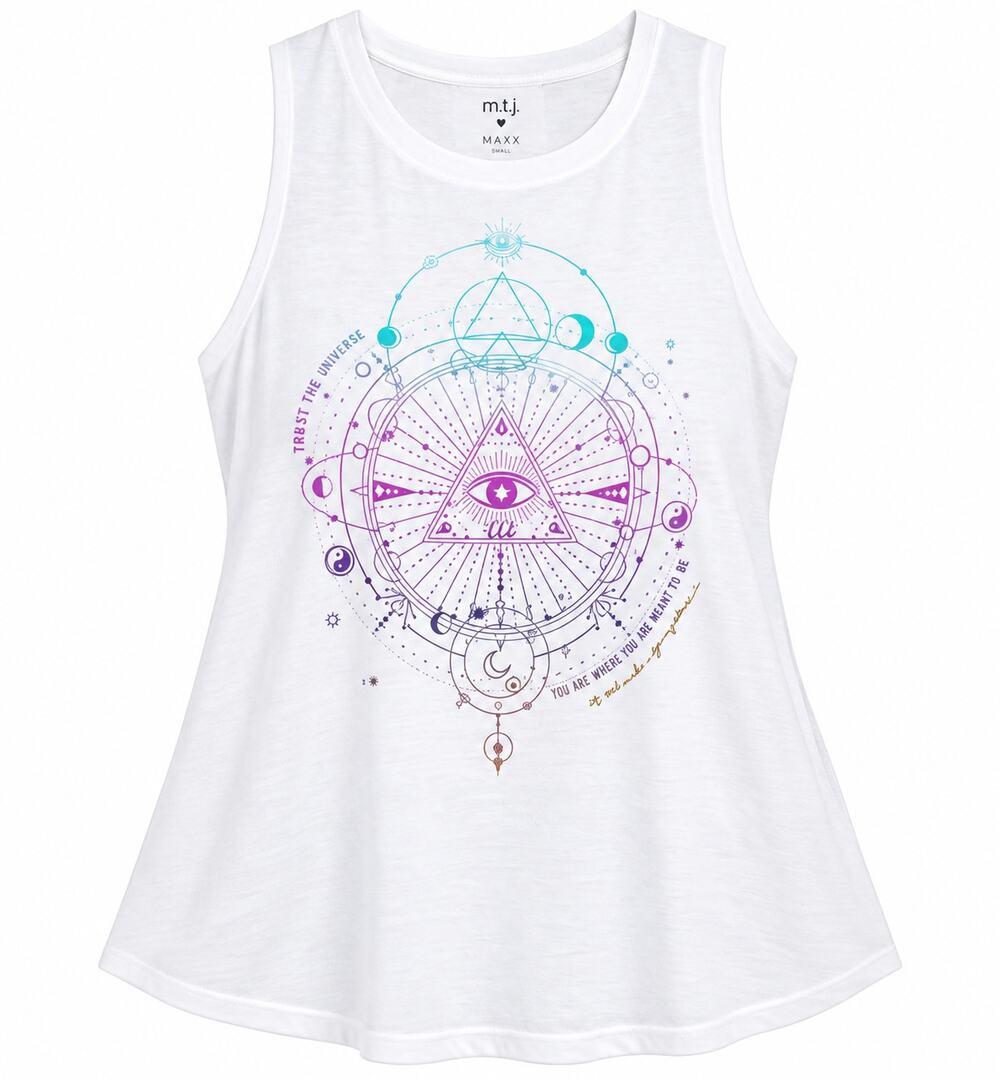 Spiritual Gangster Journey Jade Tank Top Celestial Graphic Boho Yoga Tee NWT